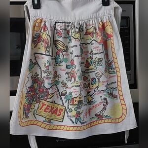 Vintage Multicolor Texas Souvenir Linen Half Apron